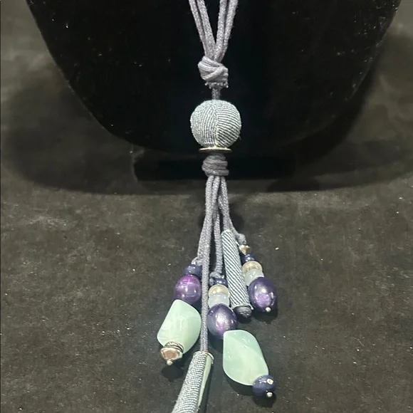 Christopher & Banks Blue and Silver Beaded Necklace - Picture 4 of 15